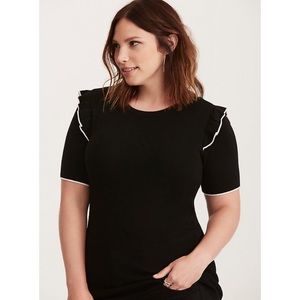 Torrid black ruffle sleeved blouse